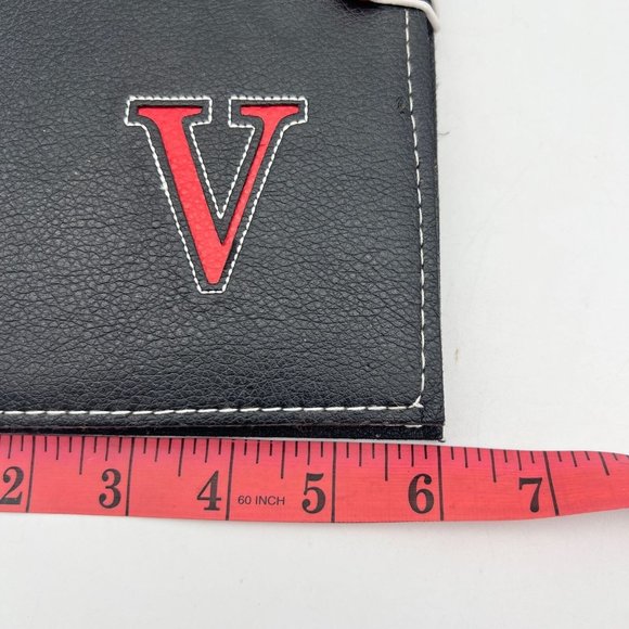 Journal 9x6 Black V Initial Button Closure Refillable Red Accents - Picture 10 of 10